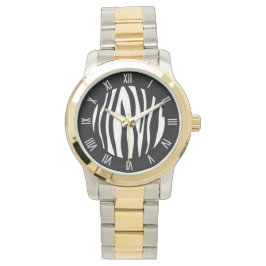 Zebra Print Roman Numeral Armbanduhr