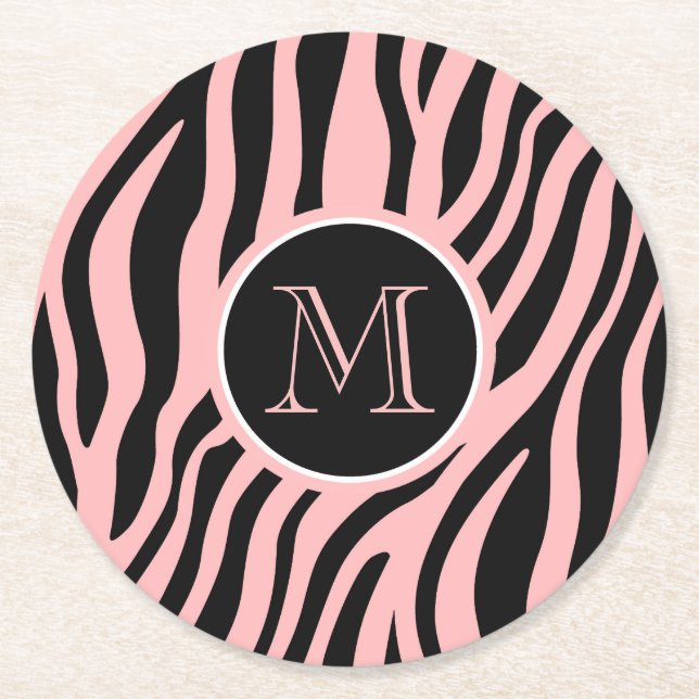 Zebra Print Runder Pappuntersetzer (Vorderseite)