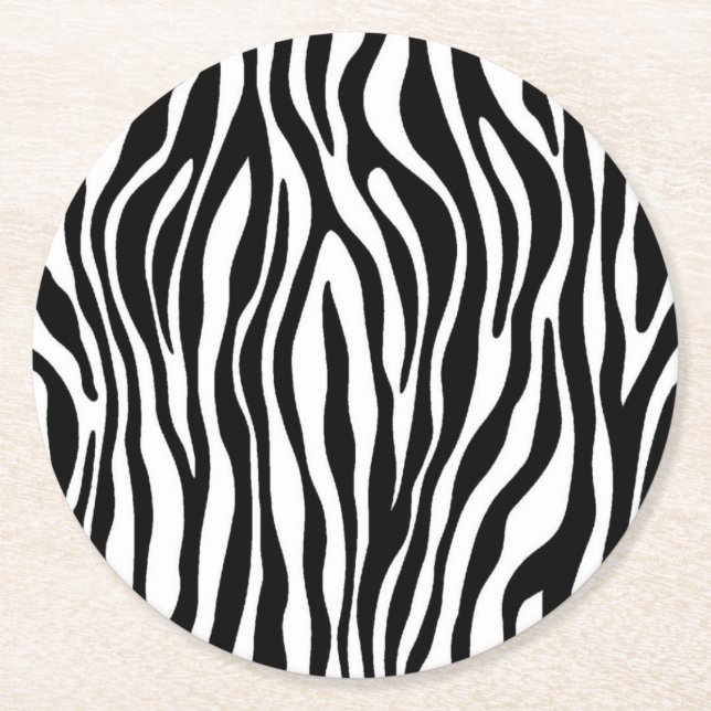 Zebra Print Runder Pappuntersetzer (Vorderseite)