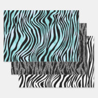 Zebra Print Schwarz und Aquamarin Türkis und Weiß