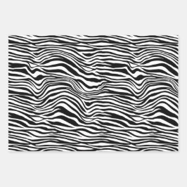 Zebra Print - Schwarz-Weiß-Glitzer Geschenkpapier Set