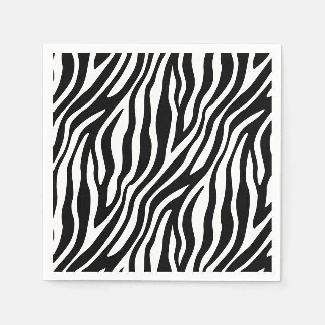 Zebra Print Schwarz-Weiß Streifen Muster Serviette (Vorderseite)