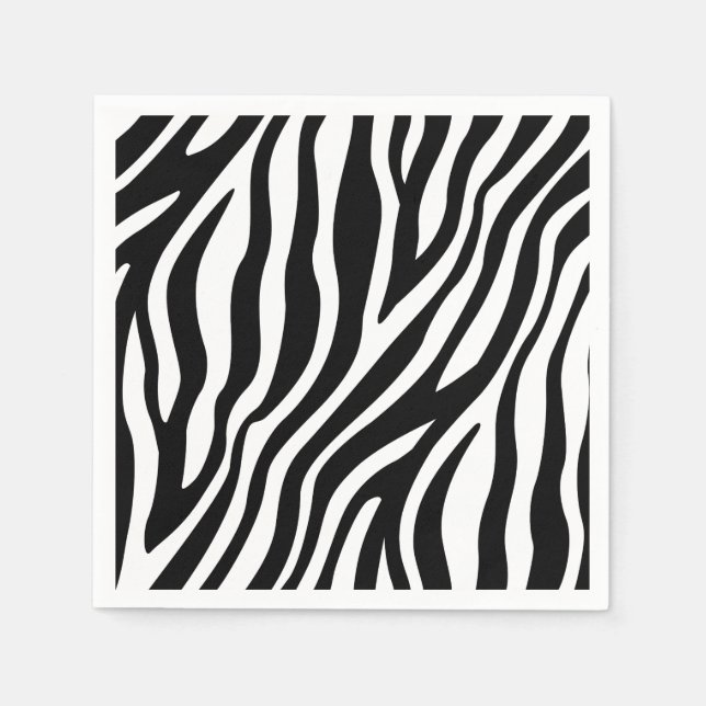 Zebra Print Schwarz-Weiß Streifen Muster Serviette (Vorderseite)