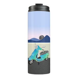 Zebra Print Scooter Moon Illustration Thermosbecher