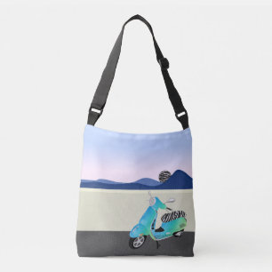 Zebra Print Scooter Moon Illustration Tragetaschen Mit Langen Trägern