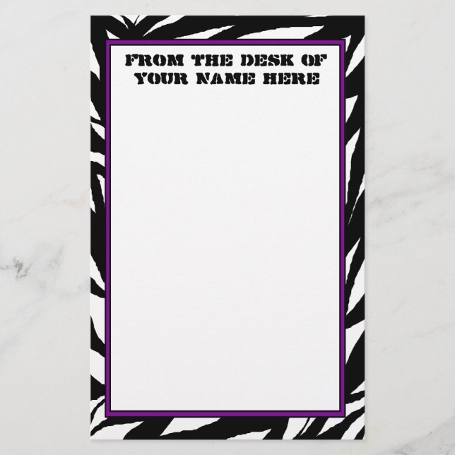 Zebra Print Stationery Briefpapier (Vorderseite)