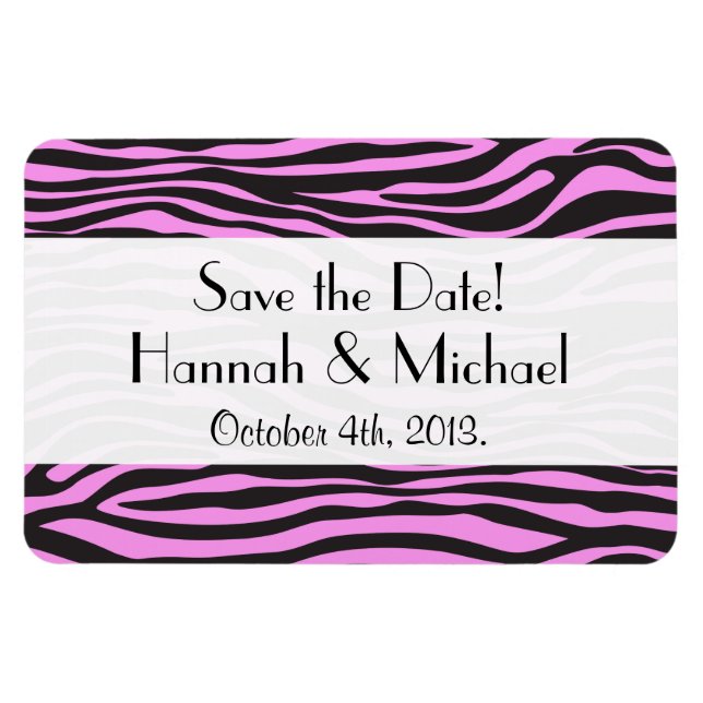 Zebra Print, Streifen, rosa Zebra, Save the Date Magnet (Horizontal)