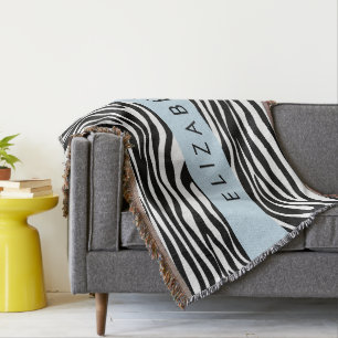 Zebra Print, Streifen, Schwarz und Weiß, Ihr Name Decke
