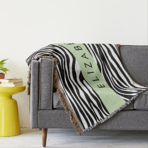 Zebra Print, Streifen, Schwarz und Weiß, Ihr Name Decke
