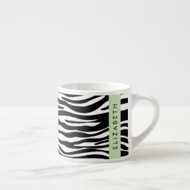 Zebra Print, Streifen, Schwarz und Weiß, Ihr Name Espressotasse