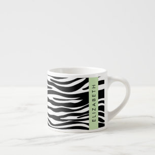 Zebra Print, Streifen, Schwarz und Weiß, Ihr Name Espressotasse