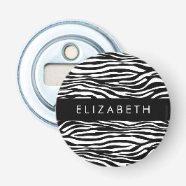 Zebra Print, Streifen, Schwarz und Weiß, Ihr Name Flaschenöffner