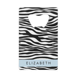 Zebra Print, Streifen, Schwarz und Weiß, Ihr Name Geldbeutel Flaschenöffner