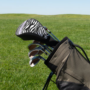 Zebra Print, Streifen, Schwarz und Weiß, Ihr Name Golf Headcover