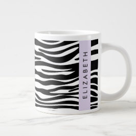 Zebra Print, Streifen, Schwarz und Weiß, Ihr Name Jumbo-Tasse