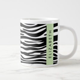 Zebra Print, Streifen, Schwarz und Weiß, Ihr Name Jumbo-Tasse