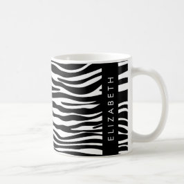 Zebra Print, Streifen, Schwarz und Weiß, Ihr Name Kaffeetasse