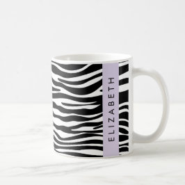 Zebra Print, Streifen, Schwarz und Weiß, Ihr Name Kaffeetasse