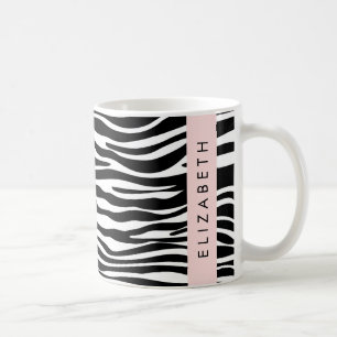 Zebra Print, Streifen, Schwarz und Weiß, Ihr Name Kaffeetasse