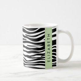 Zebra Print, Streifen, Schwarz und Weiß, Ihr Name Kaffeetasse