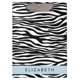 Zebra Print, Streifen, Schwarz und Weiß, Ihr Name Klemmbrett