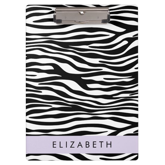 Zebra Print, Streifen, Schwarz und Weiß, Ihr Name Klemmbrett (Vorderseite)