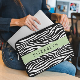 Zebra Print, Streifen, Schwarz und Weiß, Ihr Name Laptopschutzhülle