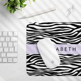 Zebra Print, Streifen, Schwarz und Weiß, Ihr Name Mousepad