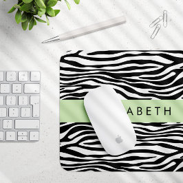 Zebra Print, Streifen, Schwarz und Weiß, Ihr Name Mousepad