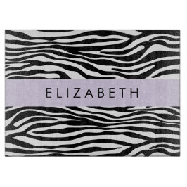 Zebra Print, Streifen, Schwarz und Weiß, Ihr Name Schneidebrett