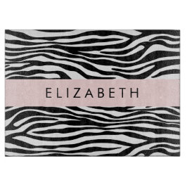 Zebra Print, Streifen, Schwarz und Weiß, Ihr Name Schneidebrett