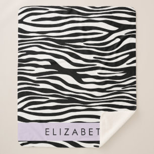 Zebra Print, Streifen, Schwarz und Weiß, Ihr Name Sherpadecke