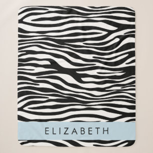 Zebra Print, Streifen, Schwarz und Weiß, Ihr Name Sherpadecke