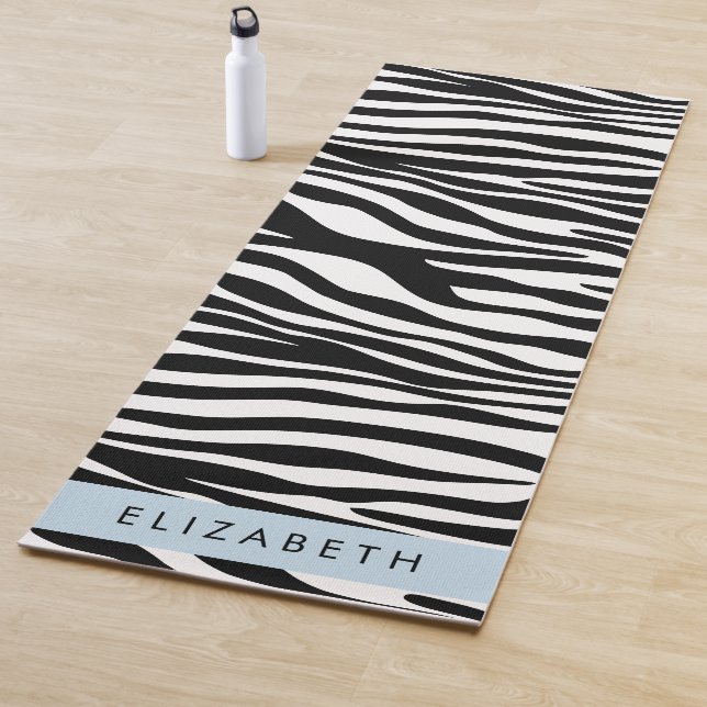 Zebra Print, Streifen, Schwarz und Weiß, Ihr Name Yogamatte (Beispiel)