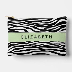 Zebra Print, Streifen, Schwarz und Weiß, Ihr Name Zubehörtasche