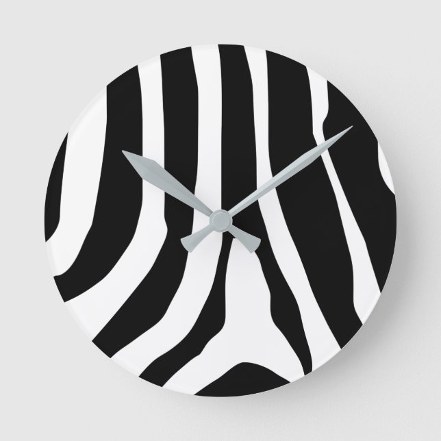 Zebra Print Stripes Muster Runde Wanduhr (Vorderseite)