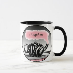 Zebra Print Teapot Pink personalisierte Mug Tasse