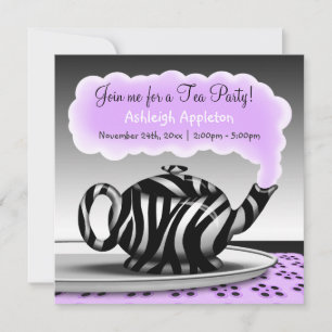Zebra Print Teapot Tee Party Einladungen