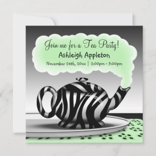 Zebra Print Teapot Tee Party Einladungen