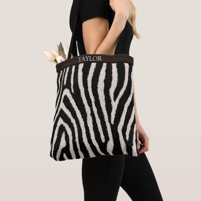 Zebra Print Tote Bag with Custom Name (Von Nahem)