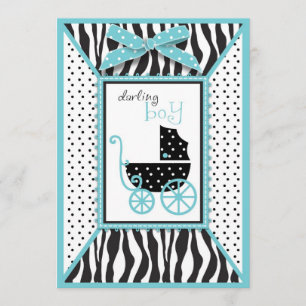 Zebra Print und Baby Carriage Baby Dusche Einladung