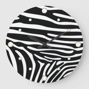 Zebra  Print Wall Clock Große Wanduhr