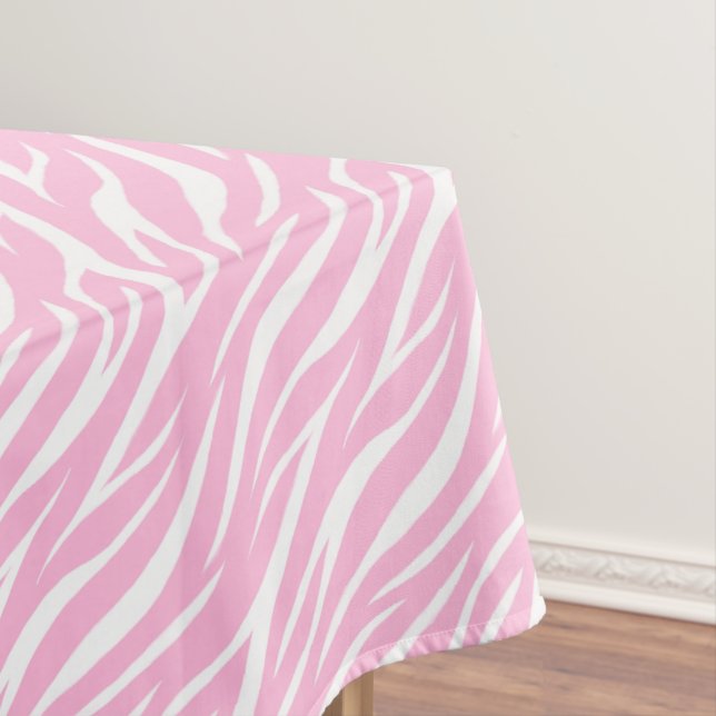 Zebra Print White Light Pink Trendy Niedliche Must Tischdecke (Beispiel)