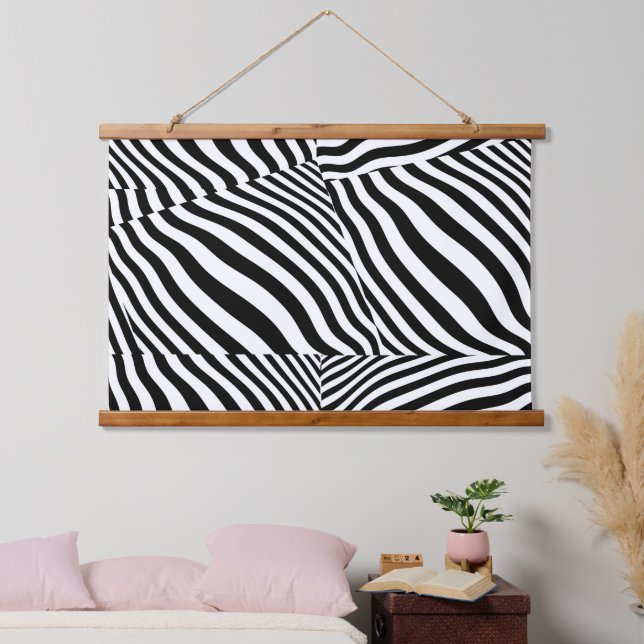 Zebra Print Wood Topped Wandteppich Mit Holzrahmen (Schlafzimmer)