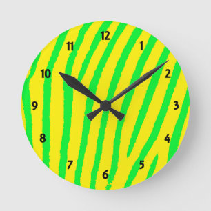 Zebra Print (Yellow & Green) Runde Wanduhr