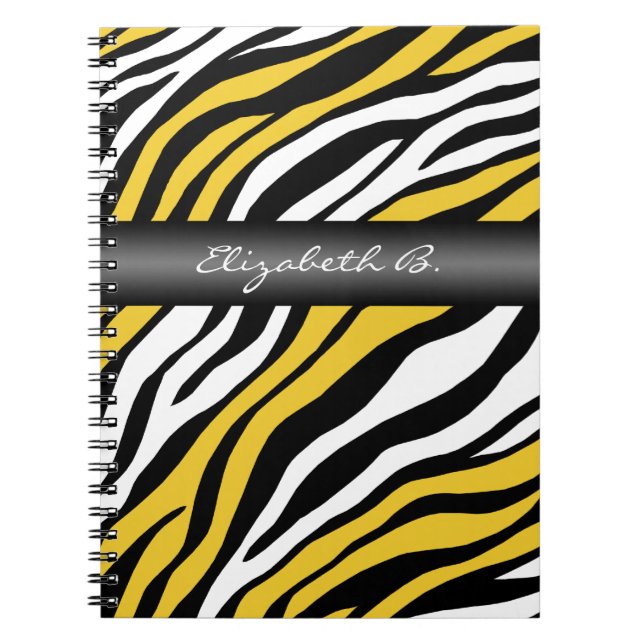 Zebra Print Yellow Mix Personalisiertes Notebook Notizblock (Vorderseite)