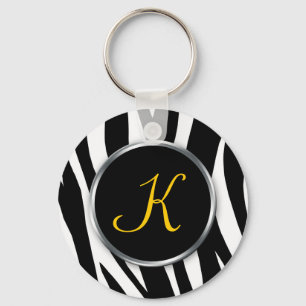 Zebra Print : Yellow Monogram : Schlüsselanhänger