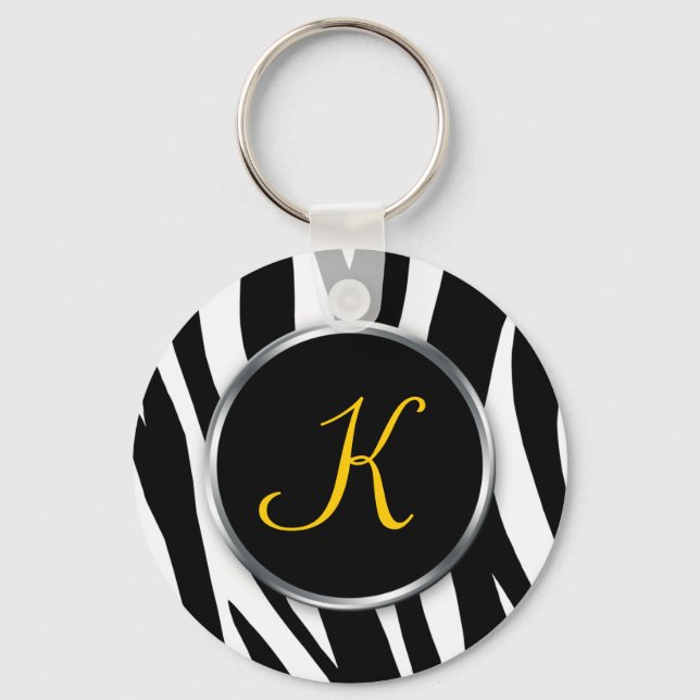 Zebra Print : Yellow Monogram : Schlüsselanhänger (Vorderseite)