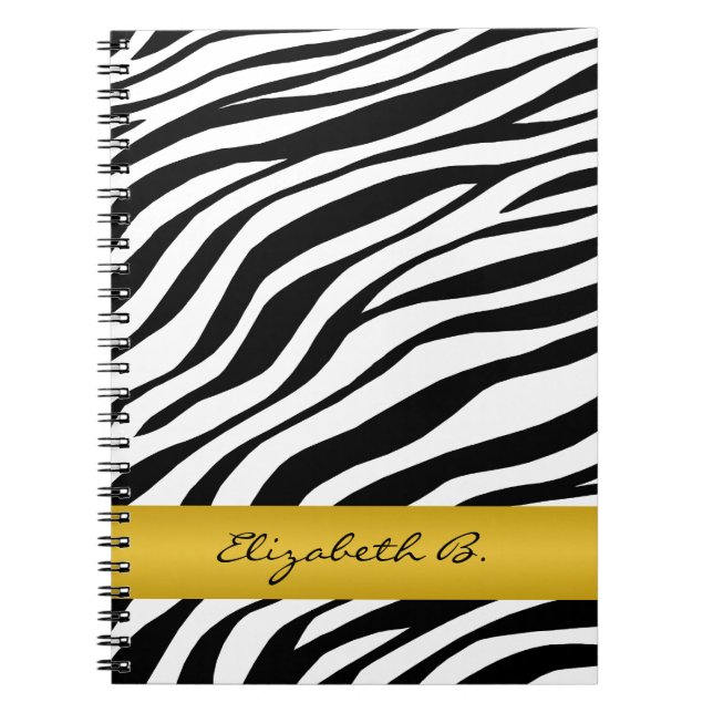 Zebra Print Yellow Strip Personalisiertes Notebook Notizblock (Vorderseite)