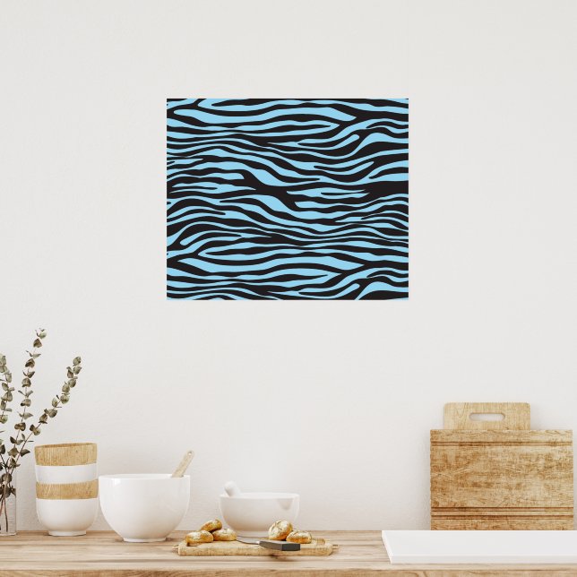 Zebra Print, Zebra Stripes, Blue Zebra, Dschungel Poster (Küche)